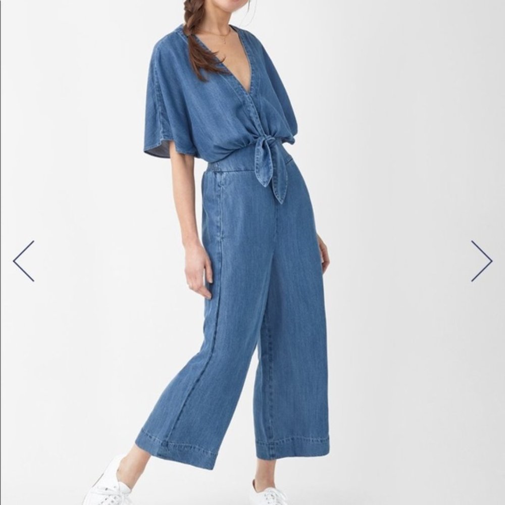 Splendid Chambray Tie Jumpsuit L